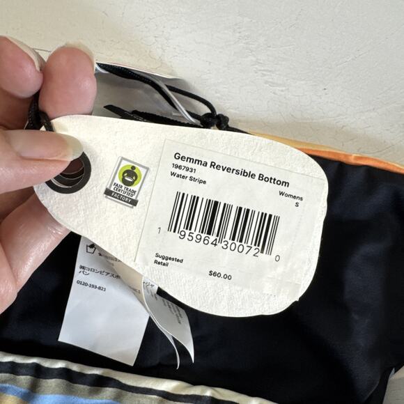 New Prana Swim Bottom Gemma Reversible S Striped‎ Black - Picture 5 of 8